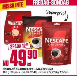 Nescafe - SNABBKOFFE - MAX 3/KUND