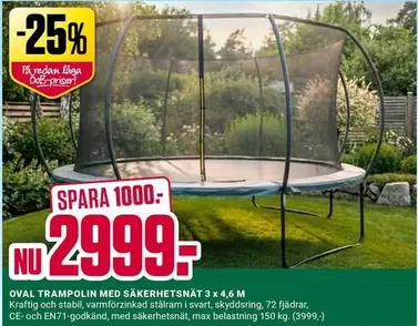 Oval Trampolin med Säkerhetsnät
