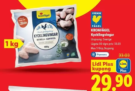 Kronfågel - Kycklingvingar
