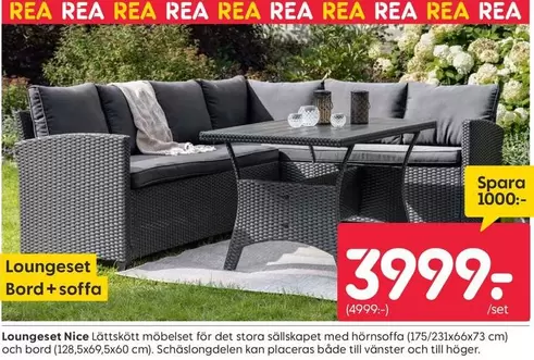 Loungeset Bord+soffa