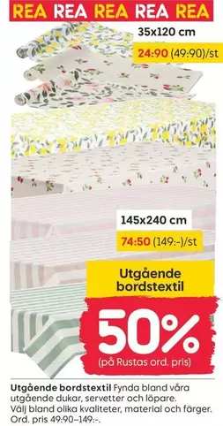 Utgående bordstextil