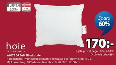 WHITE DREAM fiberkudde