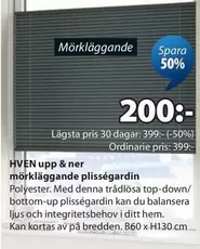 Mörkläggande plisségardin