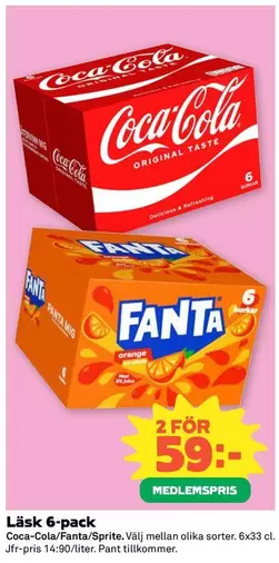 coca-cola - L	ilde{a}sk 6-pack