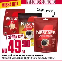 Nescafe - SNABBKAFFE - MAX 3/KUND
