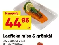 Laxficka miso & grönkål