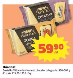 Castello - Hårdost . Välj mellan havarti, cheddar och gouda.