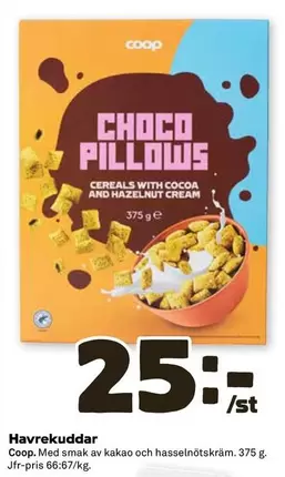 Coop - Choco Pillows Cereals with Cocoa and Hazelnut Cream