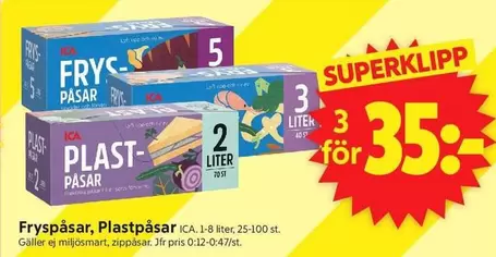 Fryspåsar, Plastpåsar