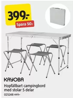Hopfallbart campingbord med stolar 5 delar 025248