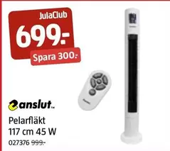 Pelarfläkt 117 cm 45 W