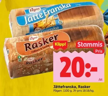 Pågen - Jättefranska, Rasker