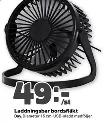 Laddningsbar bordsfläkt