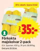 Färkökta majskolvar