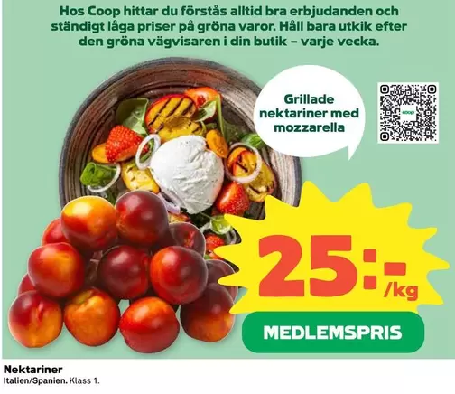 Coop - Grillade nektariner med mozzarella