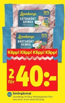 Lönneberga - Extrarökt Skinka / Basturökt Skinka