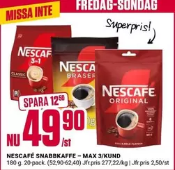 Nescafe - SNABBKOFFE - MAX 3/KUND