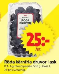 Röda kärnfria druvor