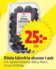 Röda kärnfria druvor