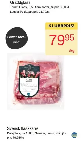 Triumf glass - Svensk fläskkarré