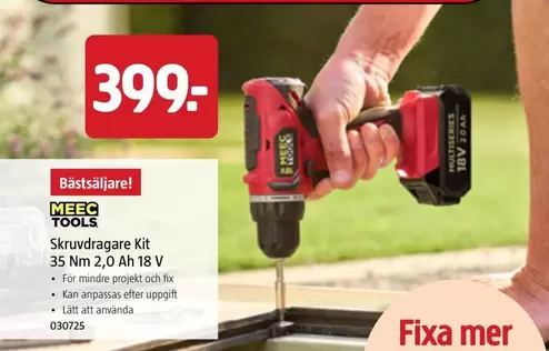 Meec Tools - Skruvdragare Kit 35 Nm 2.0 Ah 18 V