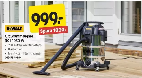 Dewalt - Grovdammsugare 30 l 1050 W