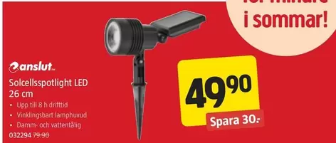 Solcell spotlight LED 26 cm