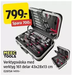 Meec Tools - Verktygsväska med verktyg 161 delar 43x28x13 cm