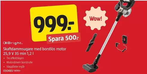 Skaftdammsugare med borstlös motor