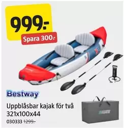 Uppblåsbar kajak för två 321x100x44