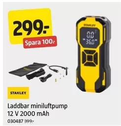 Stanley - Laddbar miniluftpump 12 V 2000 mAh
