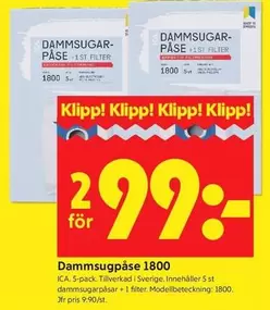 Dammsugarpåse 1800