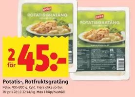 Peka - Potatis-, Rotfruktsgratäng