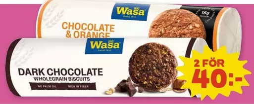 Wasa - DARK CHOCOLATE WHOLEGRAIN BISCUITS, CHOCOLATE & ORANGE