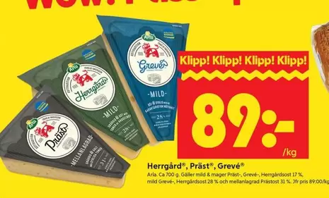 Arla - Herrgård, Präst, Grevé
