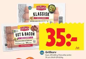 Scan - Grillkorv Klassisk, Grillkorv Ost & Bacon