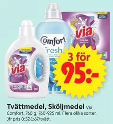 Via - Tvättmedel, Sköljmedel