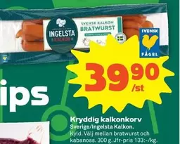 Ingelsta kalkon - Svensk Kalkon Bratwurst
