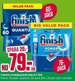Finish - DISKMASKINTABLETTER Power, 76-pack. Quantum, 60-pack