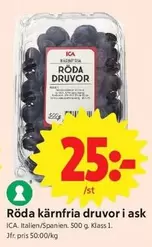 Röda kärnfria druvor