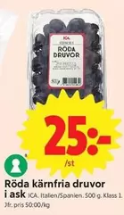 Röda kärnfria druvor