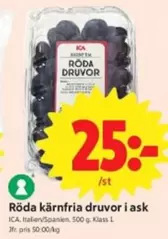 Röda kärnfria druvor