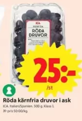 Röda kärnfria druvor