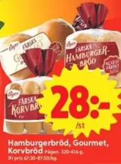 Pågen - Hamburgerbröd, Gourmet, Korvbröd