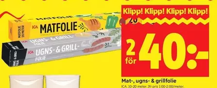 Mat-, ugns- & grillfolie