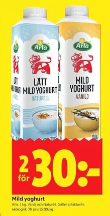 Arla - Mild Yoghurt Naturell & Vanilj