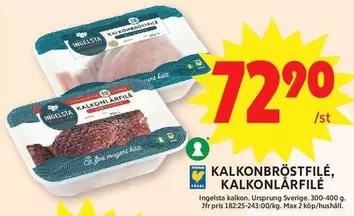 Ingelsta kalkon - KALKONBRÖSTFILÉ, KALKONLÅRFILÉ