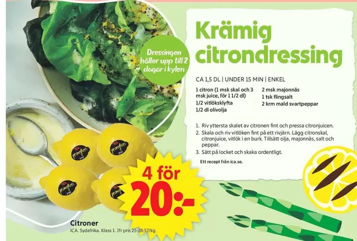 Krämig citrondressing