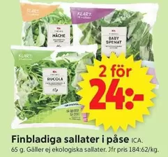 Finbladiga sallater i påse