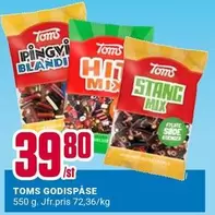 TOMS GODISP
550 g. Jfr.pris 72,36/kg
